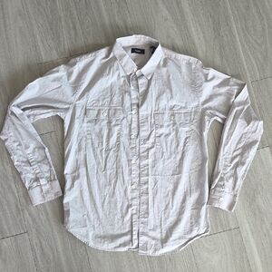 Men's Theory Dress Shirt. Size M. 100% Cotton.Ripstop Shirting. Light Gray/Beige